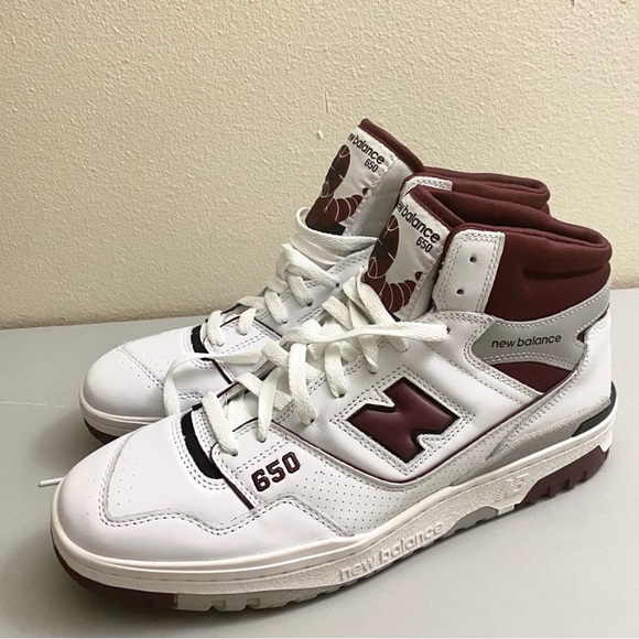 New Balance Other - New Balance 650 White and Maroon High-Tops genuine leather sports men's shoes.